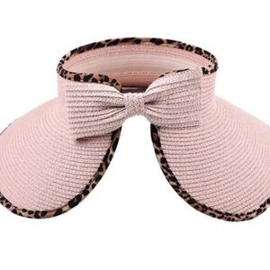 Women’s Pink Bow Visor with Leopard Trim